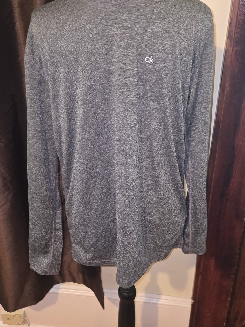 Calvin Klein Swim Men's Long Sleeve Heather Charcoal Rashguard Small